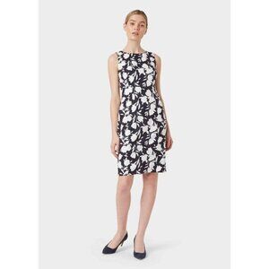 Hobbs London Moira Shift Dress Midnight Navy Blue Cream 8